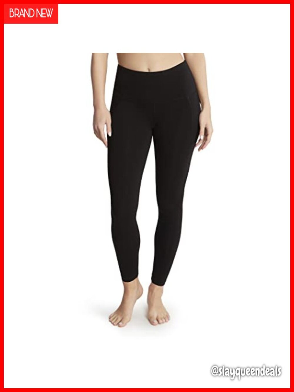 Cotton Stretch Ankle Legging with Side Pockets High Rise Full Length